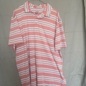 tgW Men's Striped Polo in Dusty Pink and White